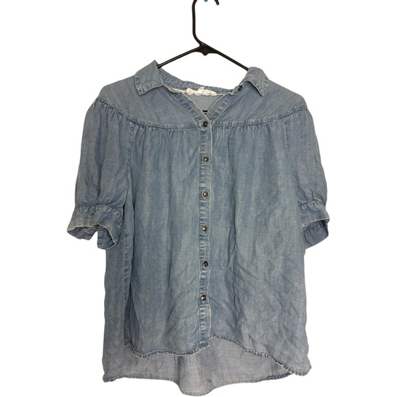 jame and delancy Tops - Jane and Delancey Women's Blue Short Sleeve Blouse Size M Country Boho Chic